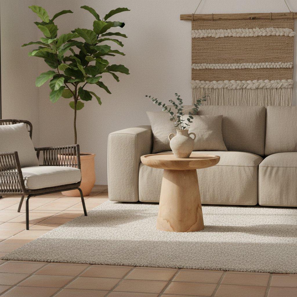 Bijzettafels in boho stijl van hout en rotan