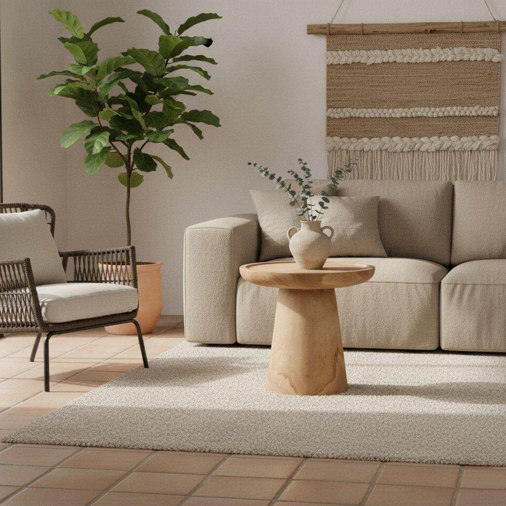Bijzettafels in boho stijl van hout en rotan