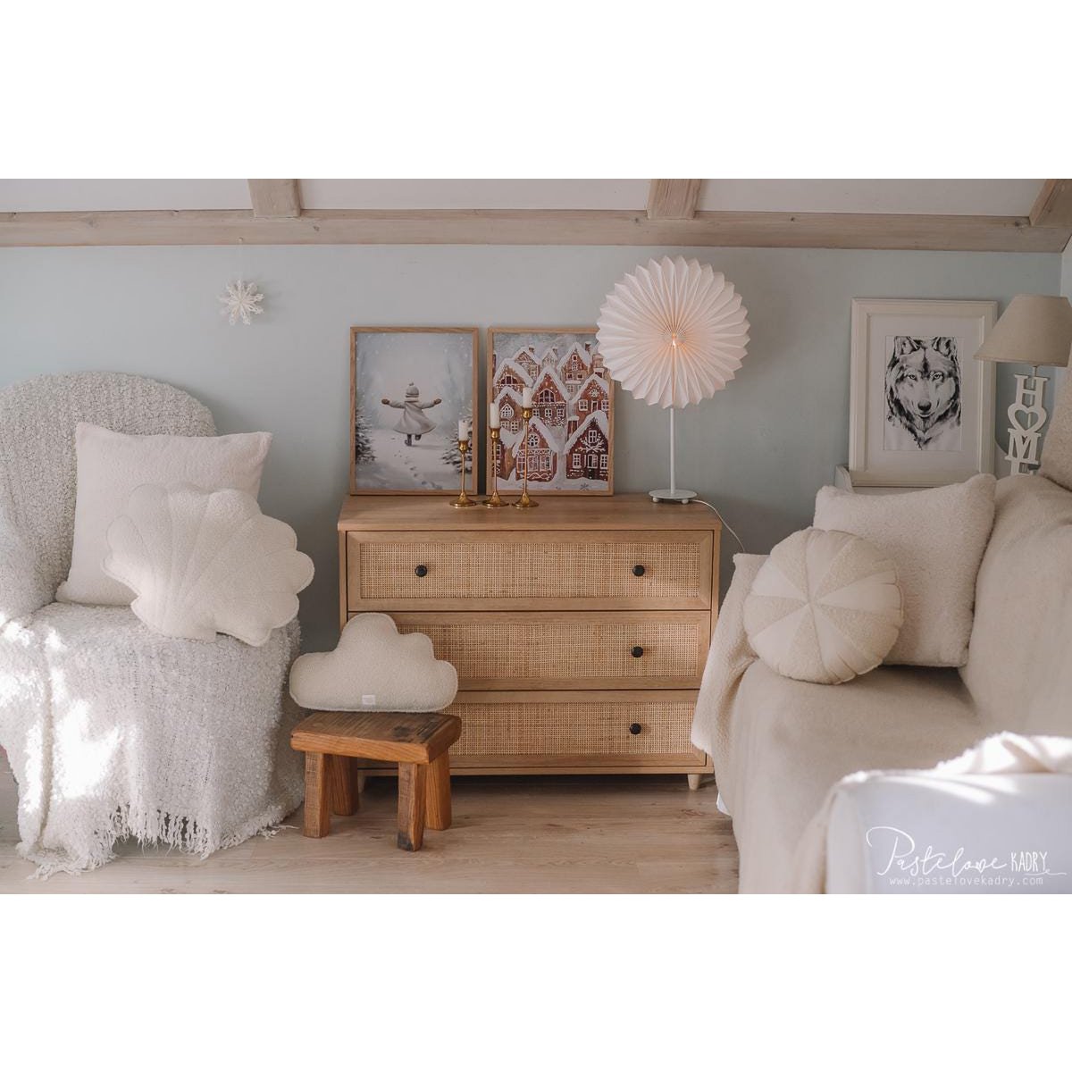 Fluffy Boucle schelpkussen "wit teddy"