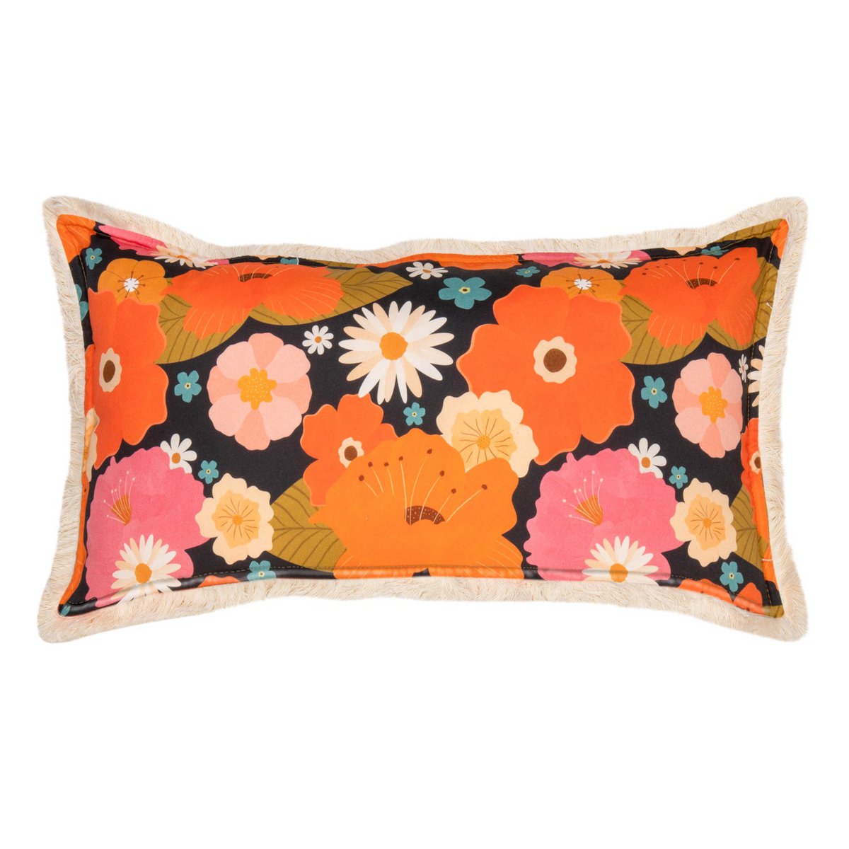 Bolster met franje "Picknick met Bloemen"