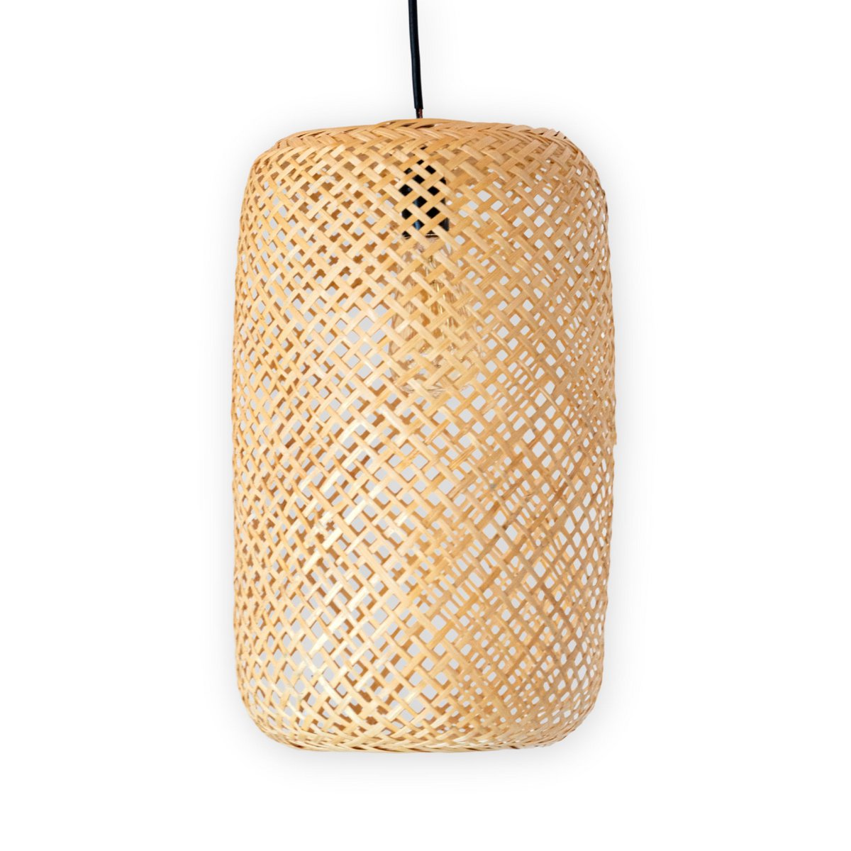 Geweven Bamboe Lampenkap – Handgemaakte Hanglamp AGUNG (Ø 22 cm)