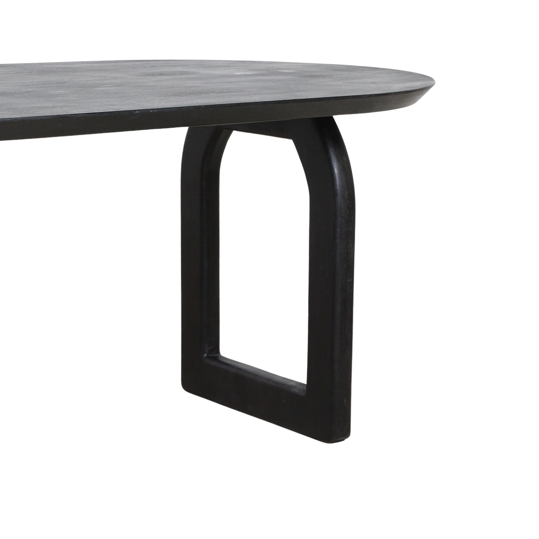 Bullnose eettafel zwart open onderstel