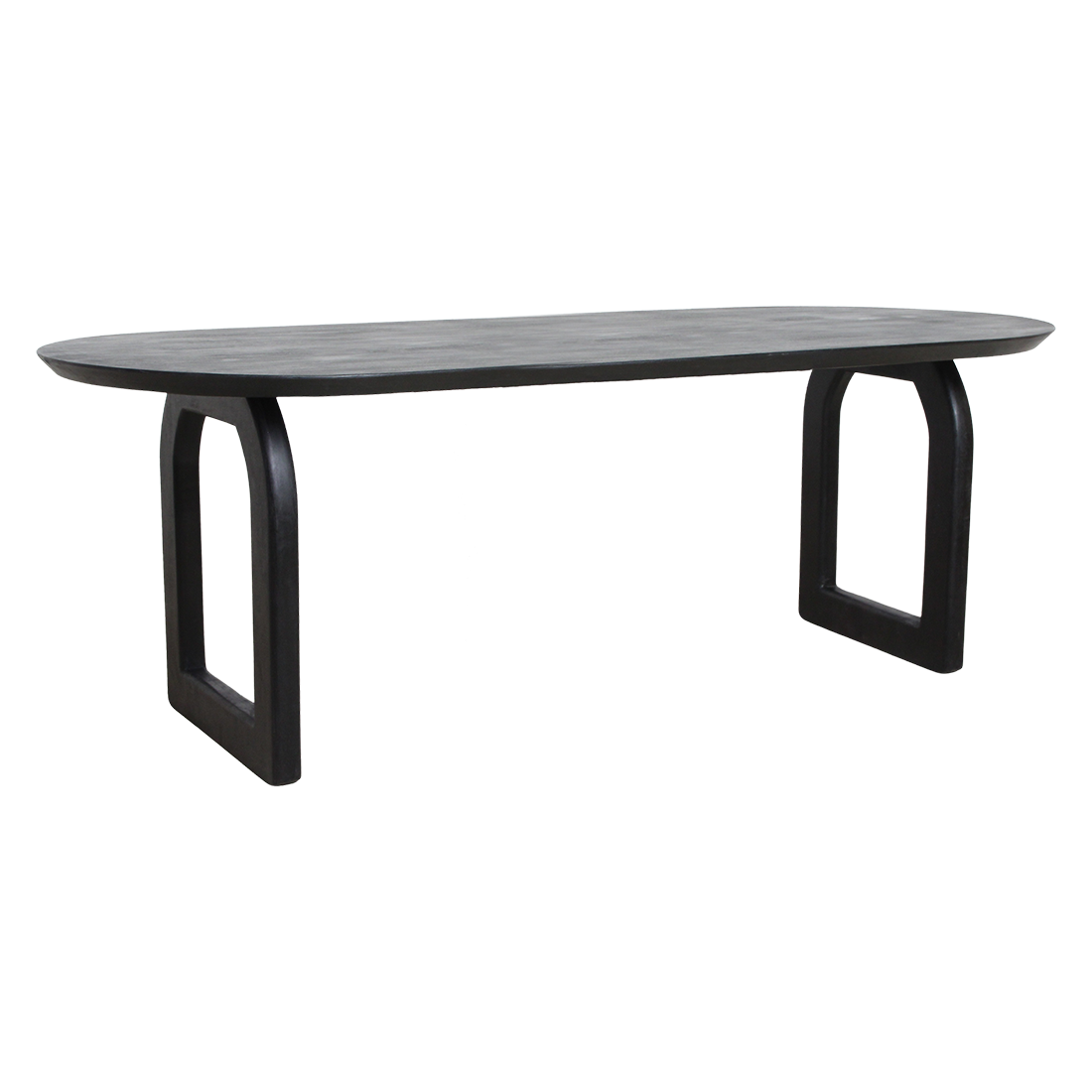 Bullnose eettafel zwart open onderstel