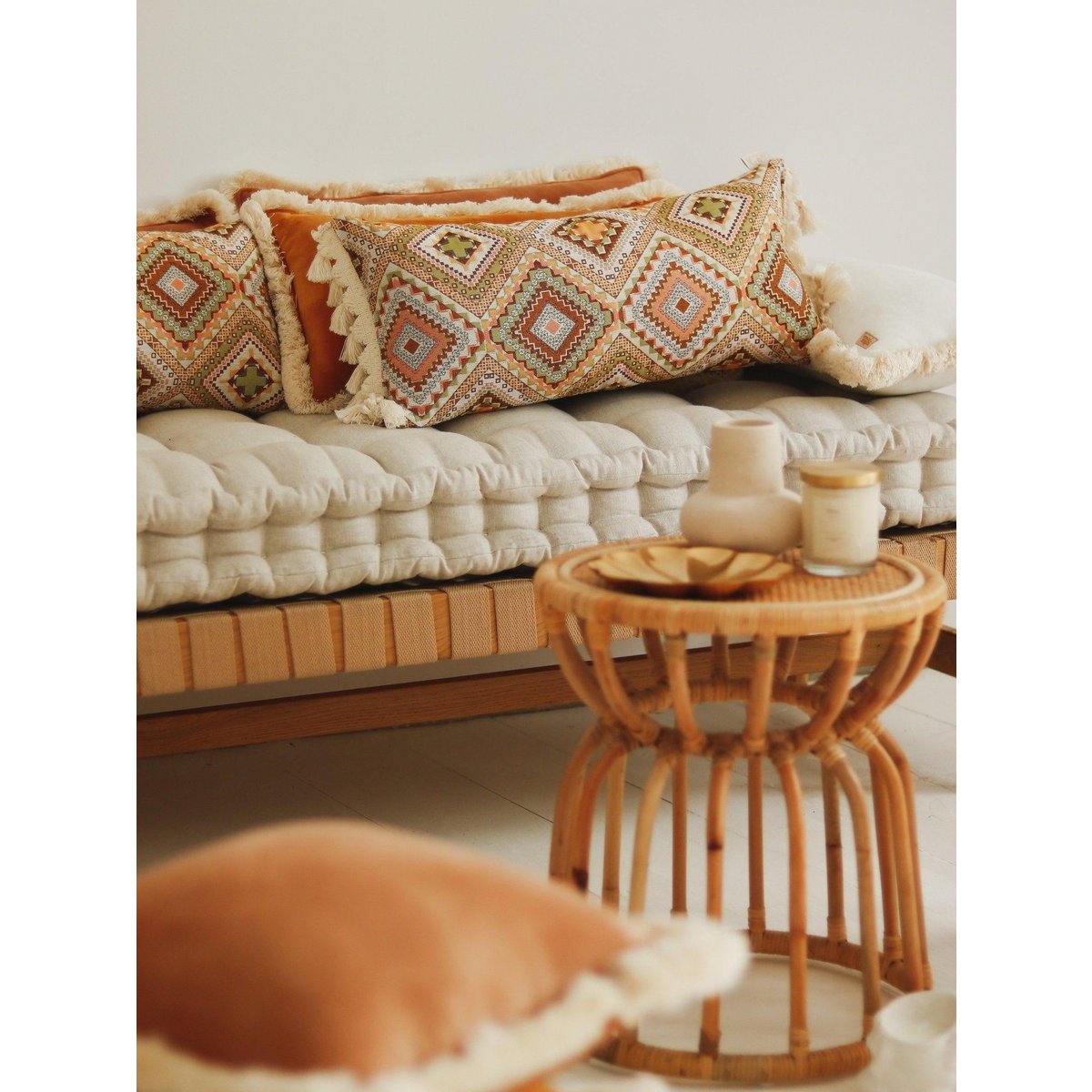 "Boho stam" bolster met franje