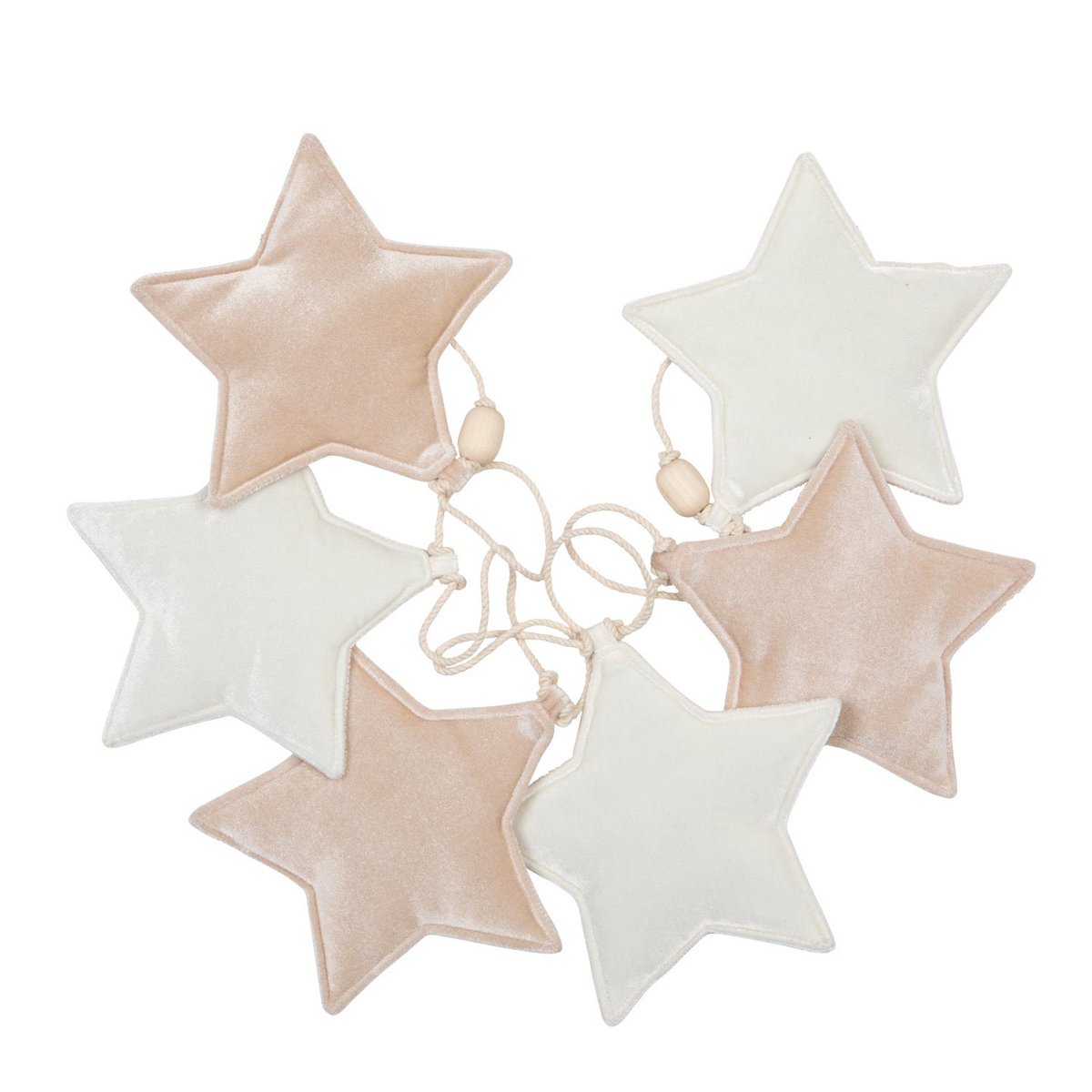 Fluwelen slinger ‘Beige Dust’ met sterren