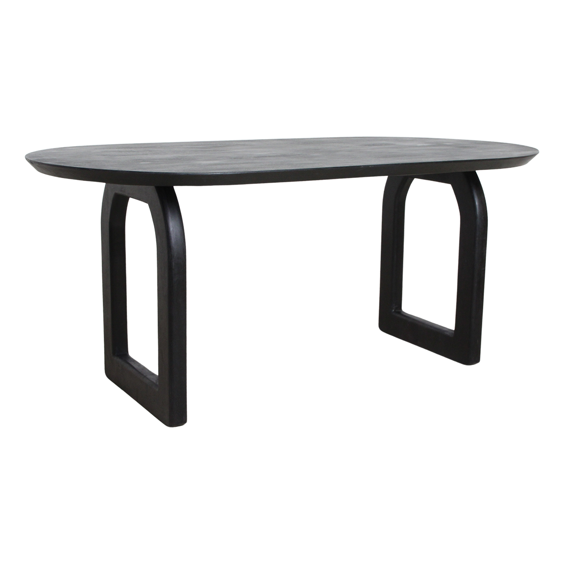 Bullnose eettafel zwart open onderstel