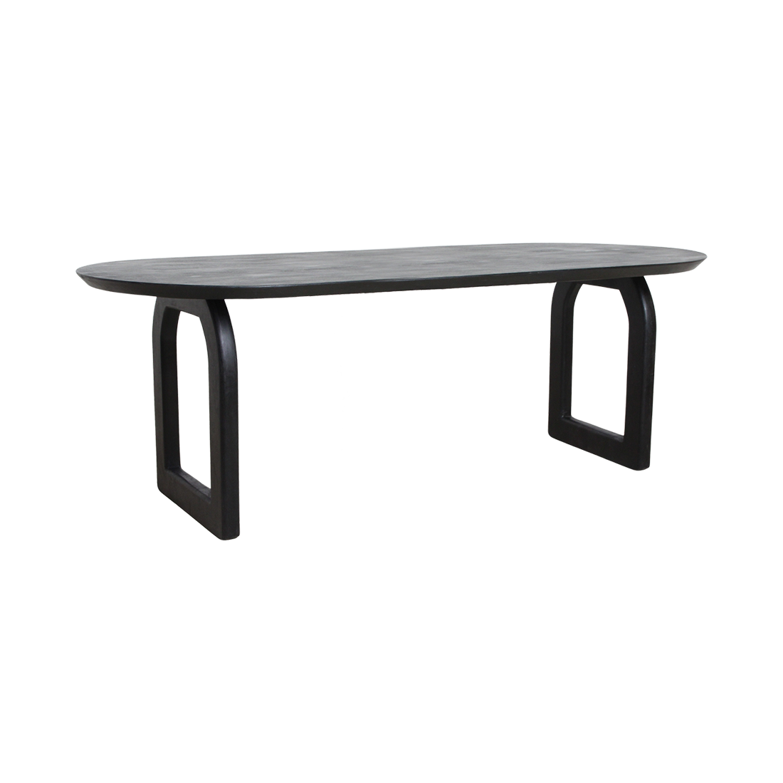 Bullnose eettafel zwart open onderstel