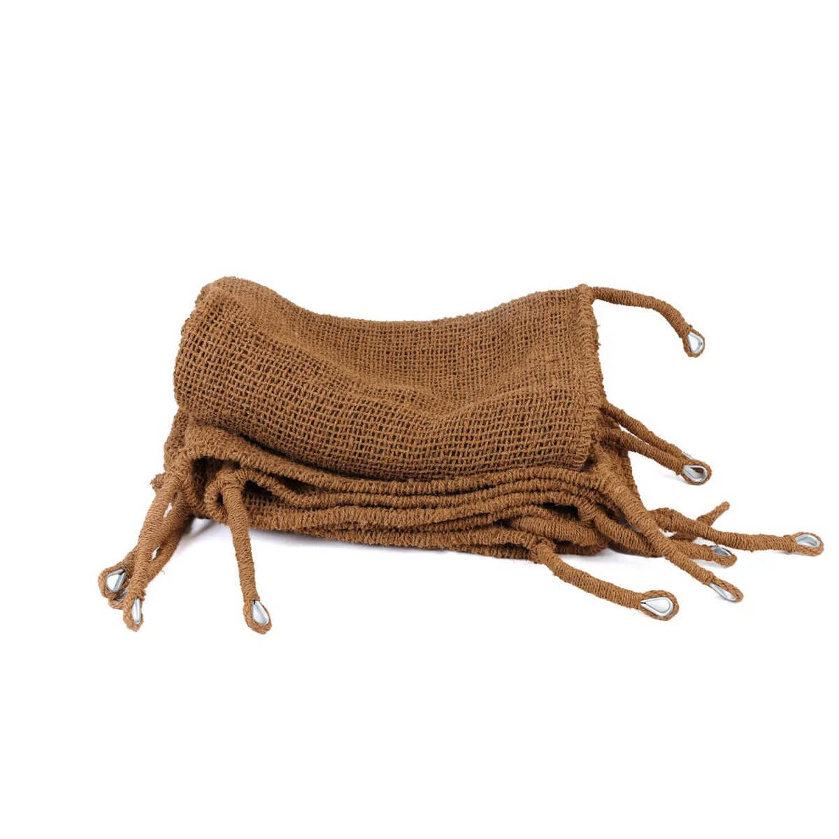 Bohemian Coco Shade 300x200 cm, natural coconut fiber material, folded with loops, perfect for charming small terrace decor.