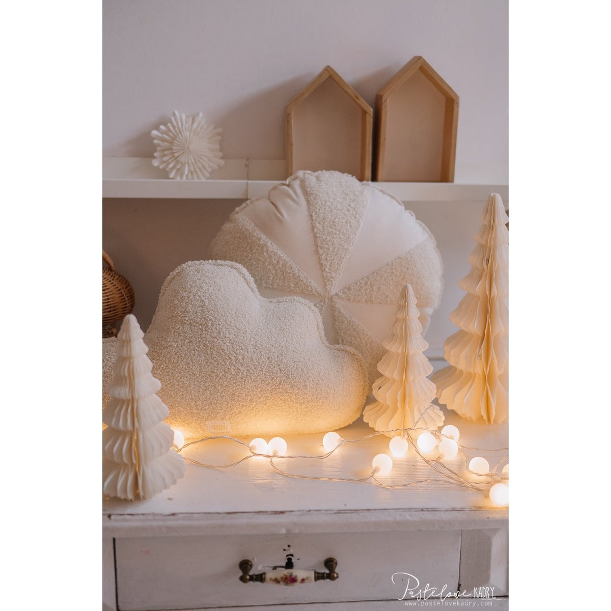 Fluffy Boucle Wolkenkussen "Witte teddy"
