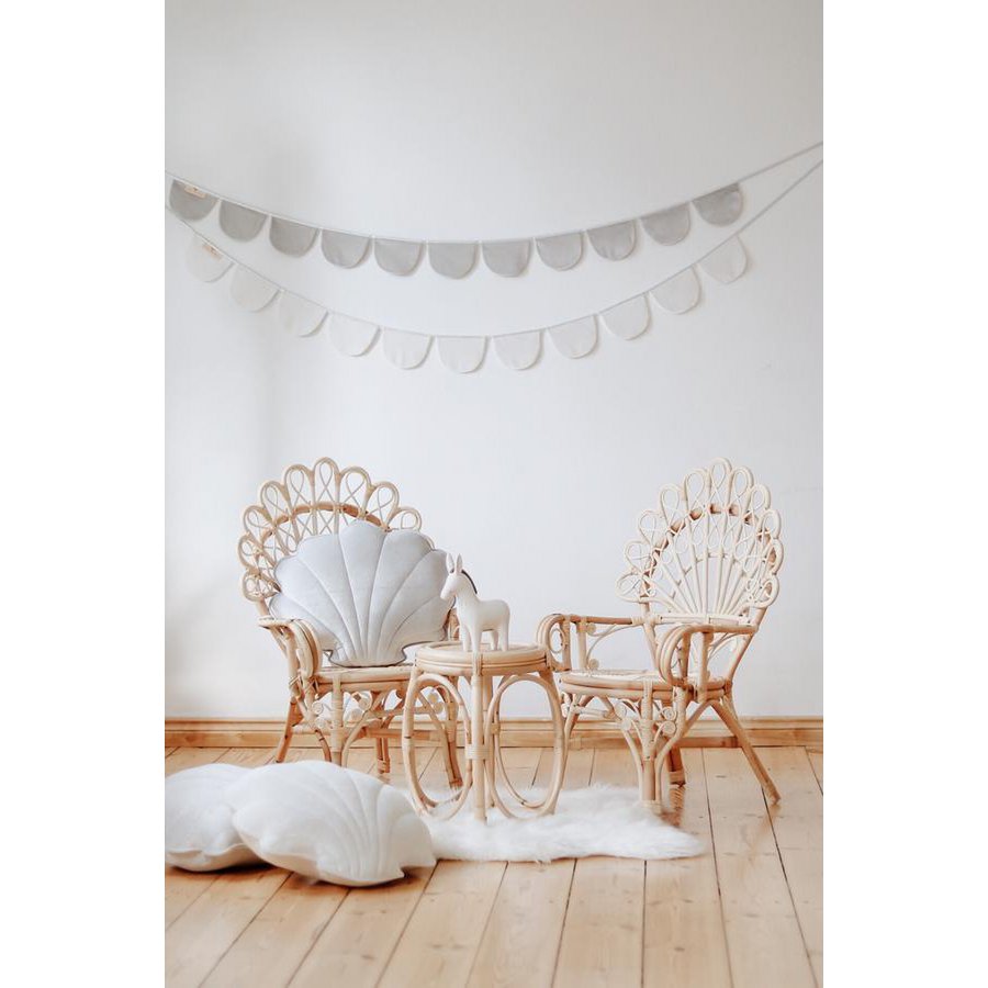 Fluwelen slinger "White Pearl" met halve maantjes