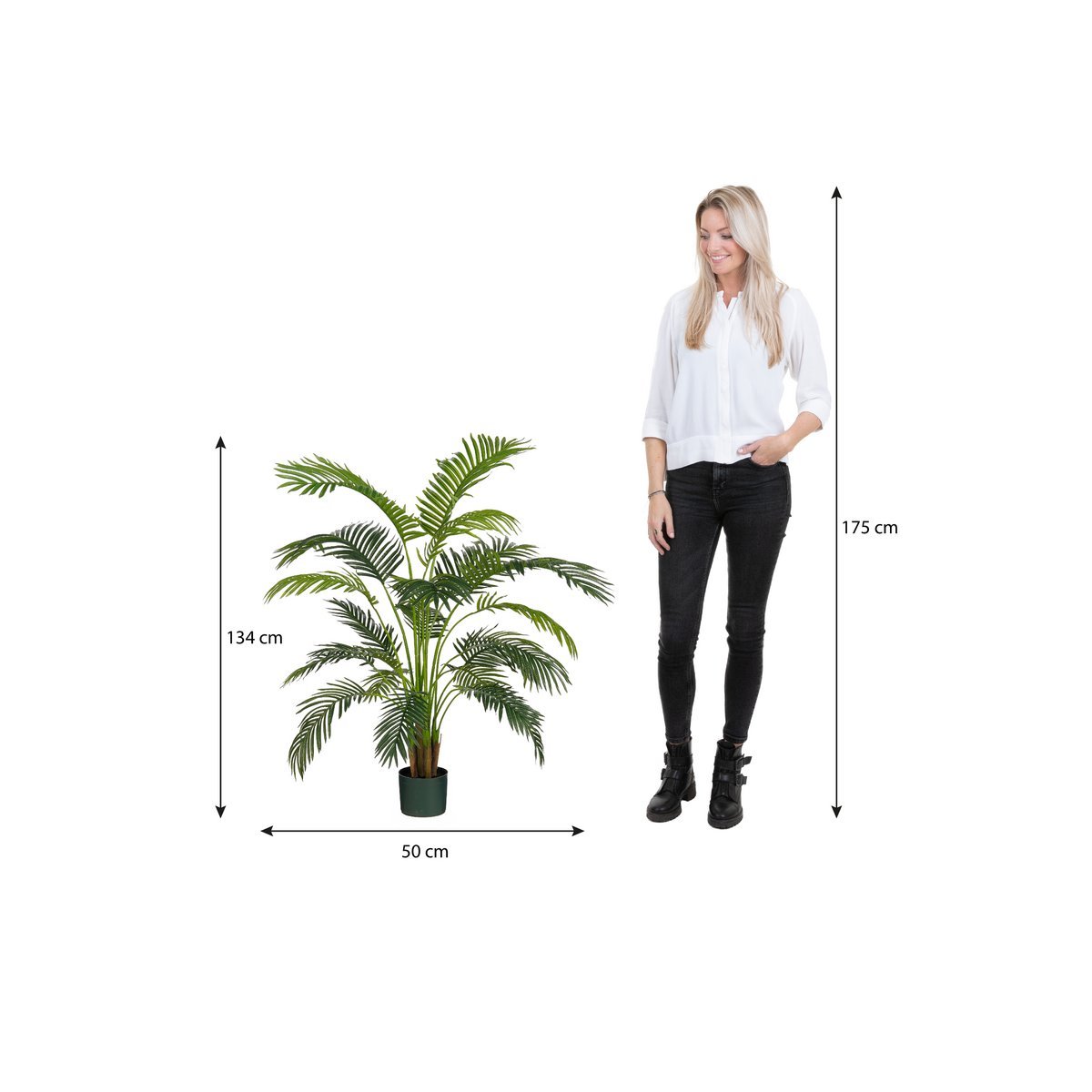Areca Palm Kunstplant in Pot - H134 x Ø50 cm - Groen-Mica Decorations-Ik Hout ervan.
