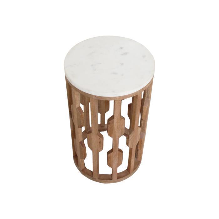 Atjeh bijzettafel marmer wit - 40x40x50 cm-bijzettafel-Raw Materials-Ik Hout ervan.