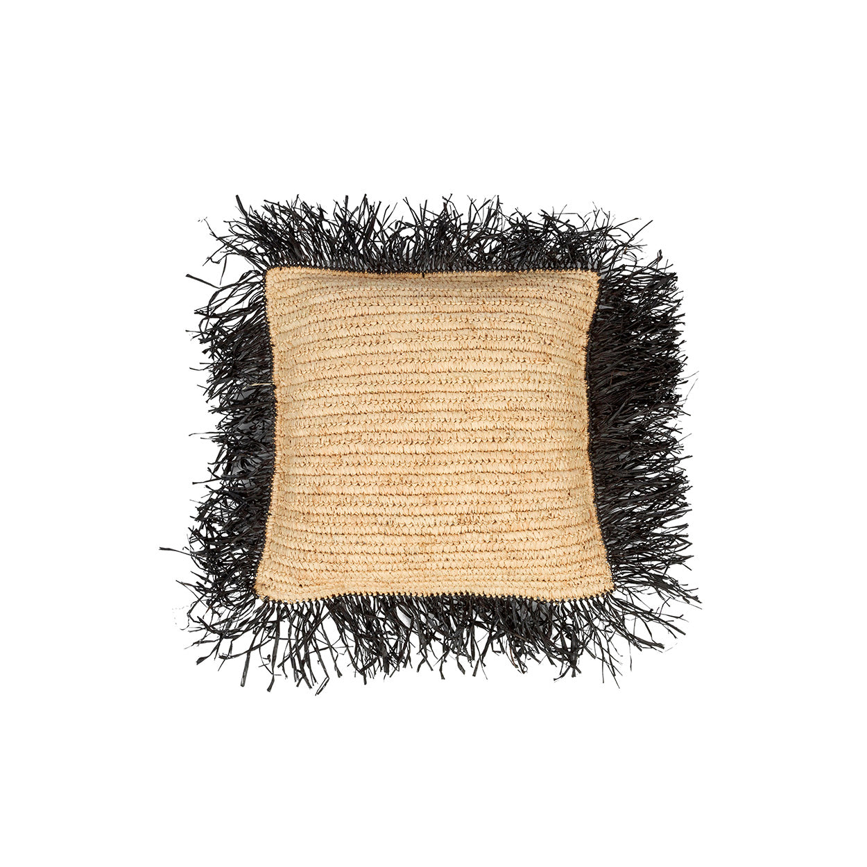 De Raffia Kussenhoes - Naturel Zwart - 40x40