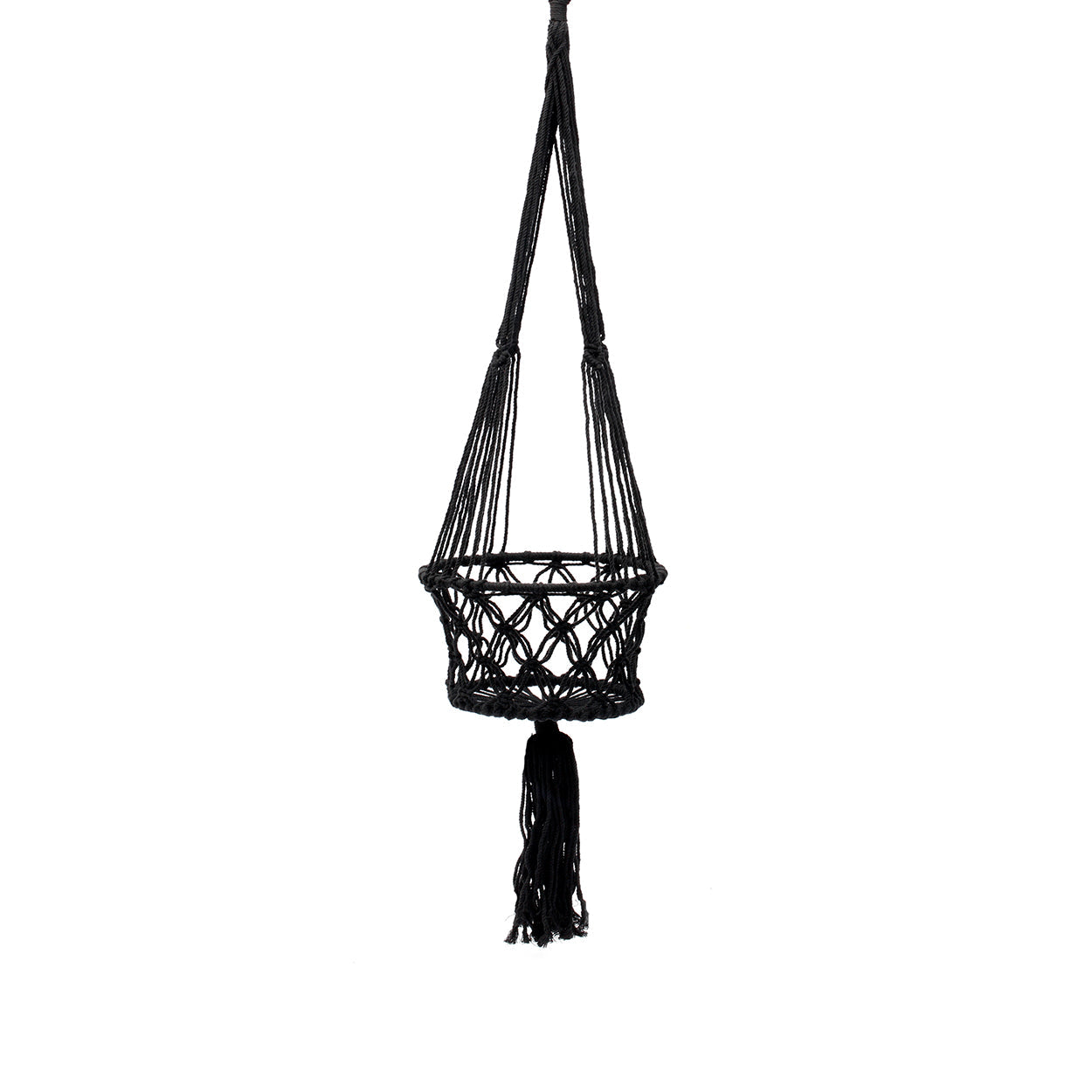 De Macrame Plantenhouder - Zwart - L