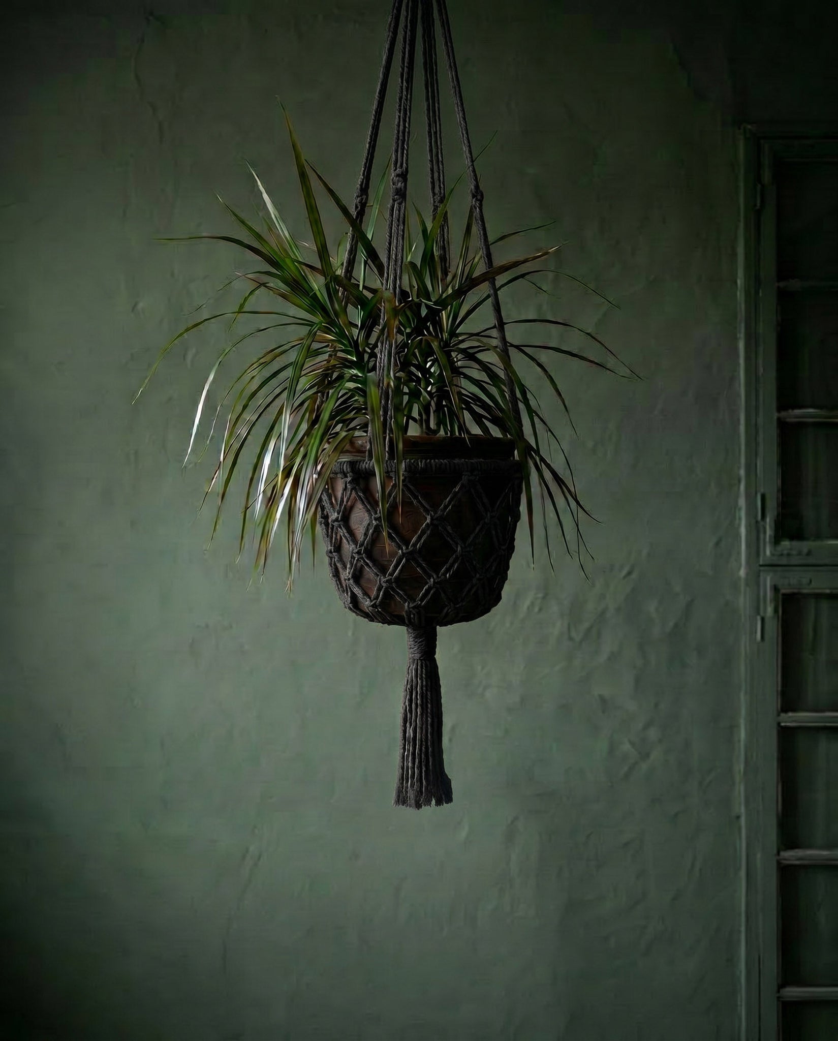 De Macrame Plantenhouder - Zwart - L