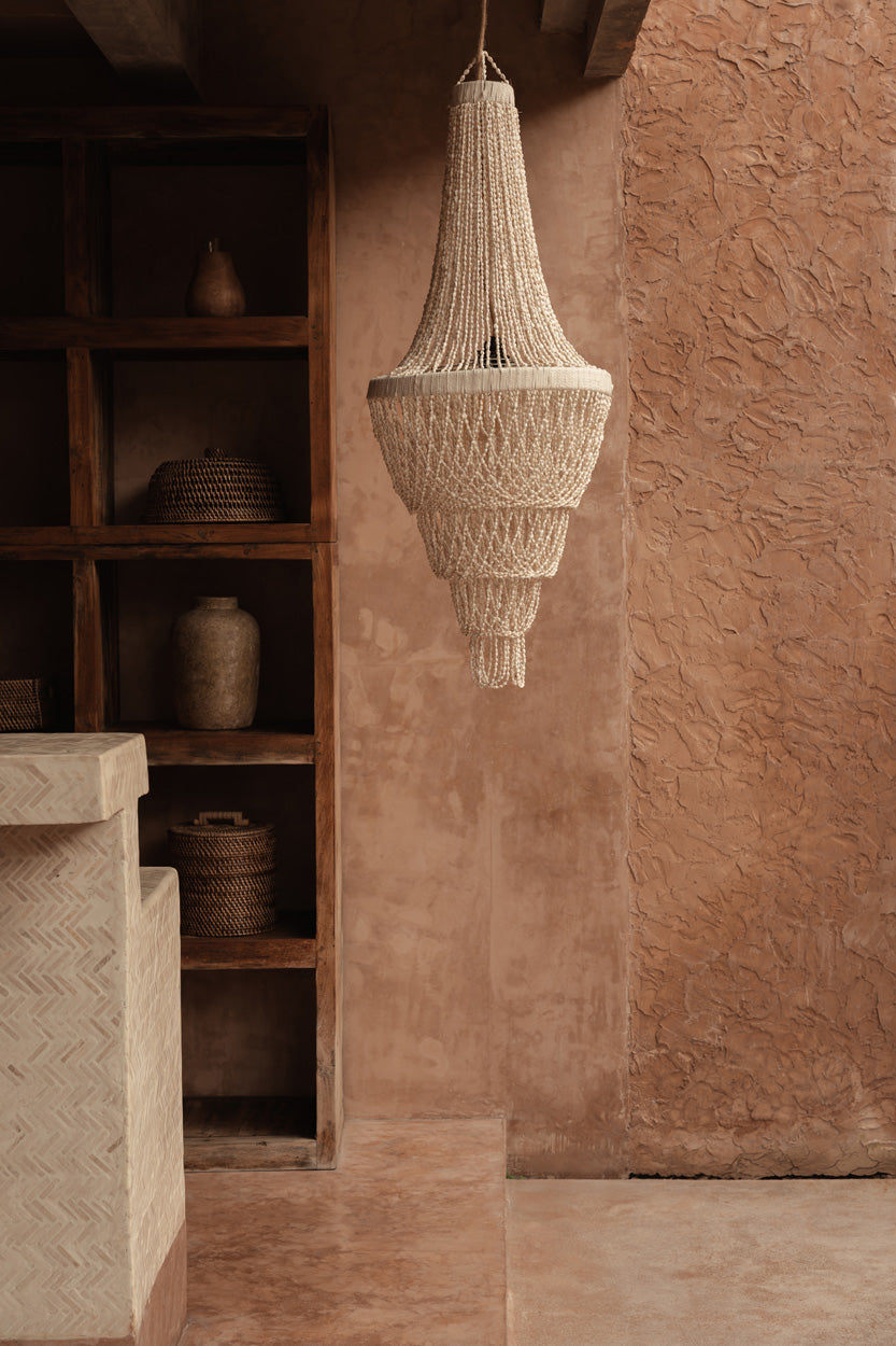 Schelpenkroonluchter Oceaan Toren naturel 40 cm