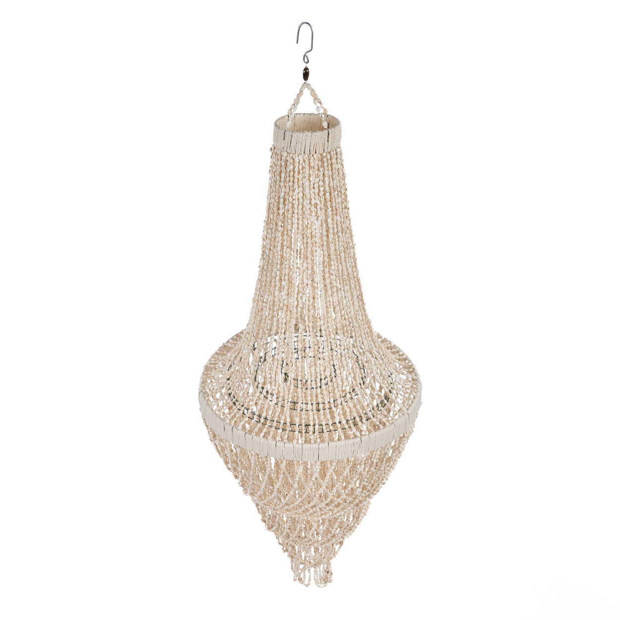 Schelpenkroonluchter Oceaan Toren naturel 40 cm detail