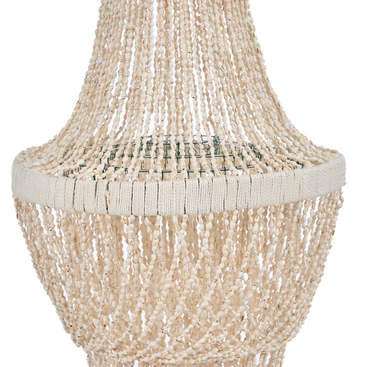 Schelpenkroonluchter Oceaan Toren naturel 40 cm detail