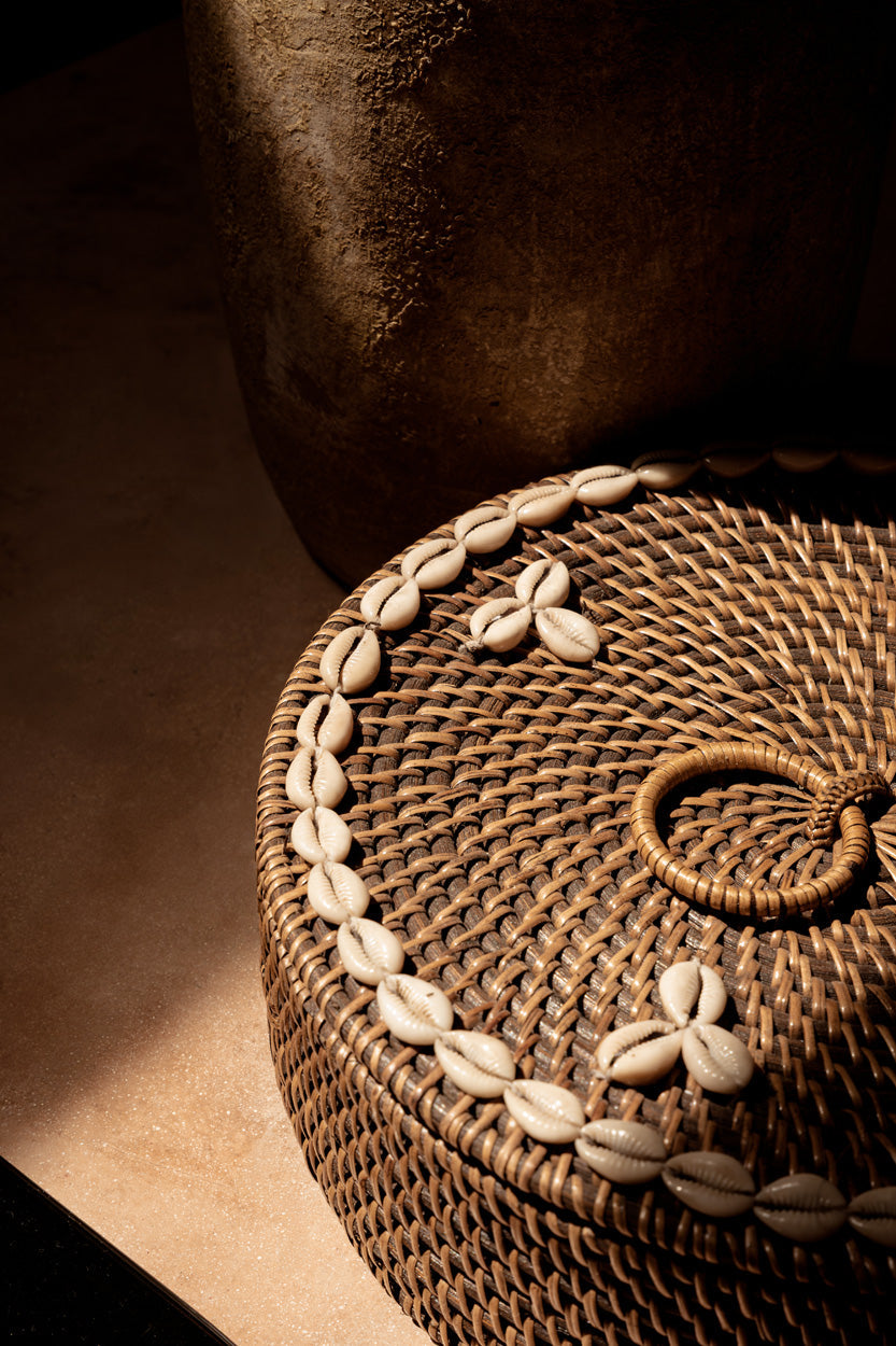 Rotan organizer met vakken naturel bruin 30 cm