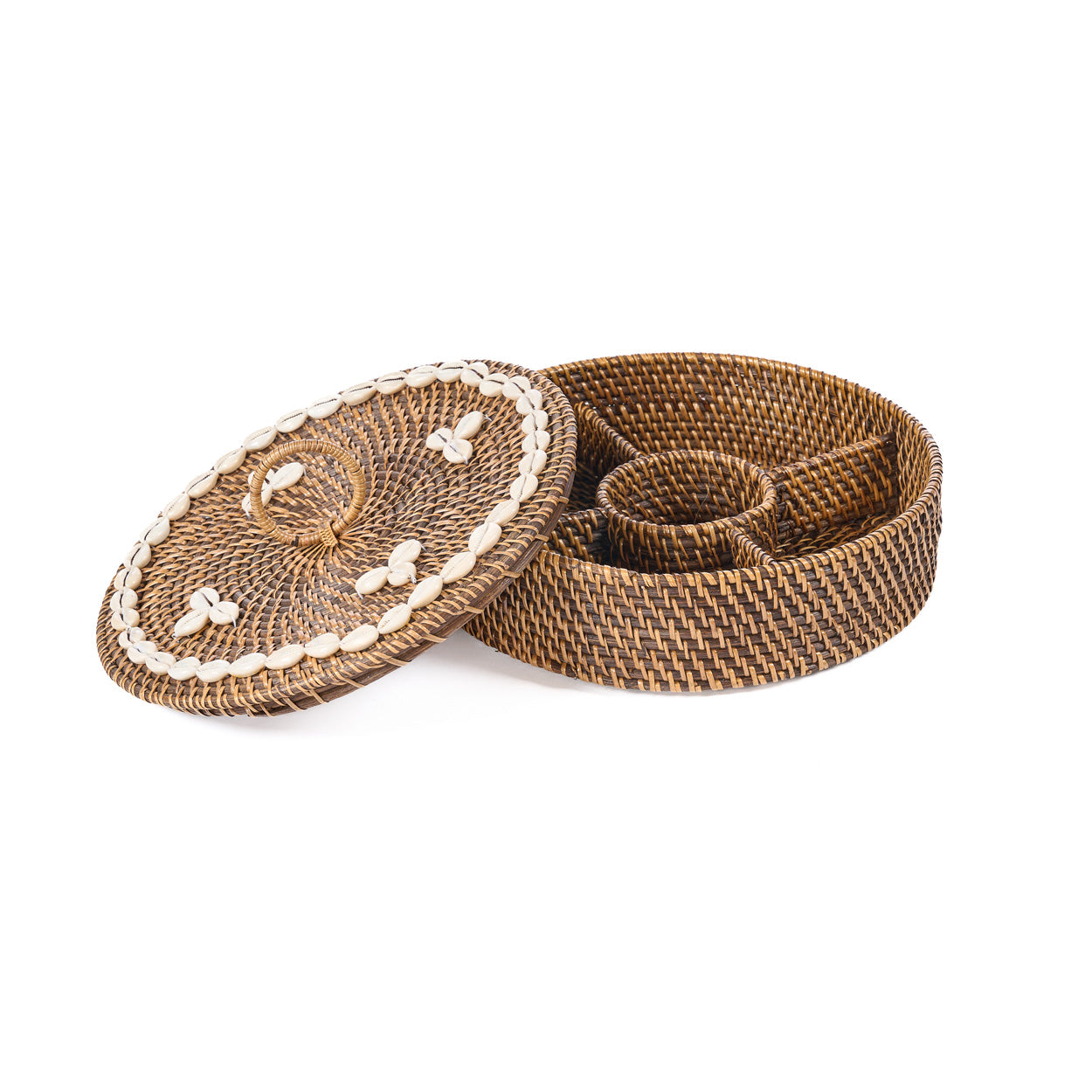 Rotan organizer met vakken naturel bruin 30 cm