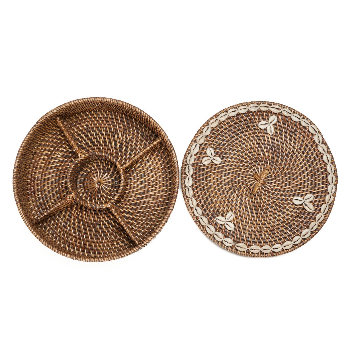 Rotan organizer met vakken naturel bruin 30 cm