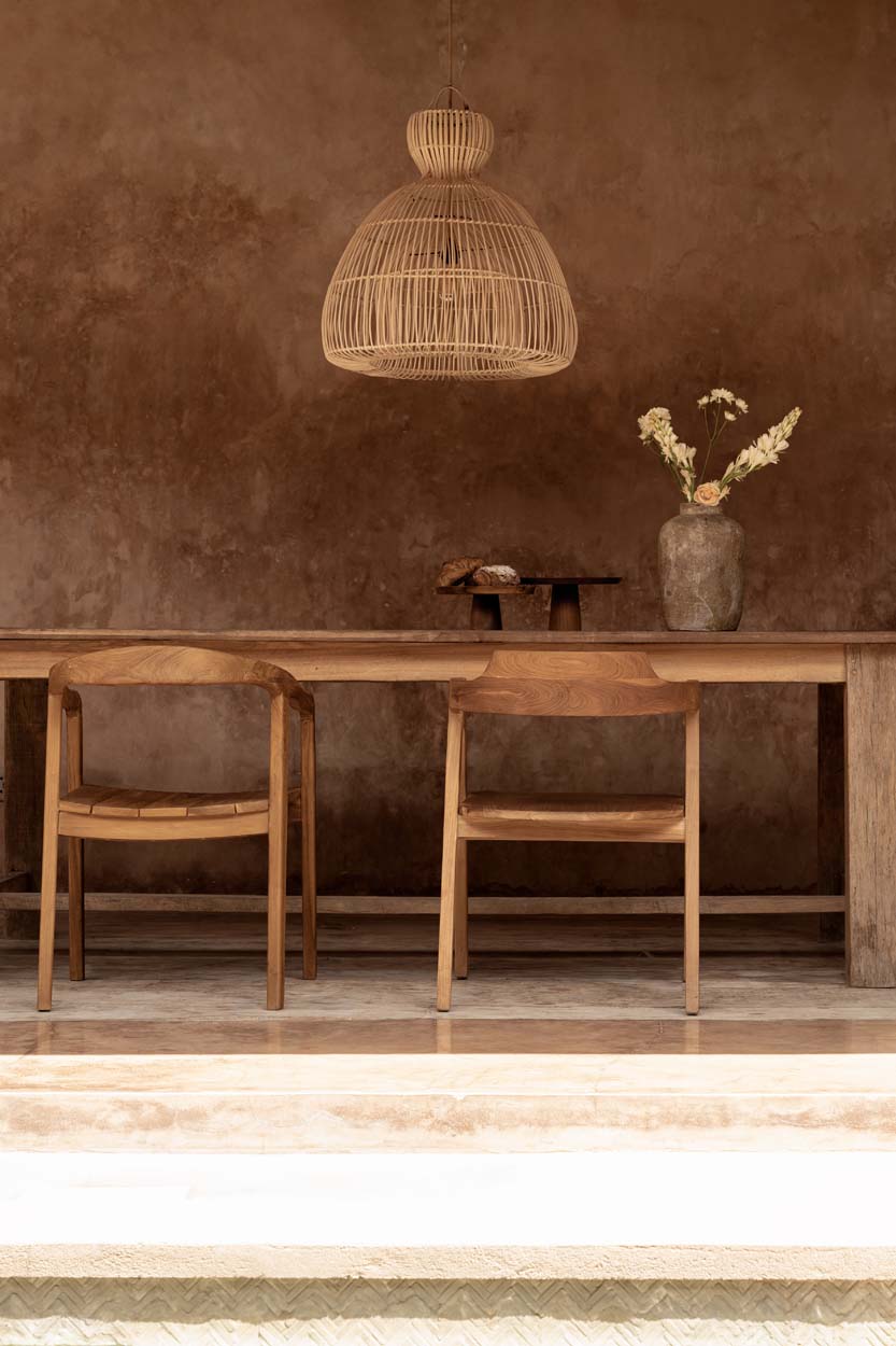 Detail van rotan hanglamp matcha 57 cm