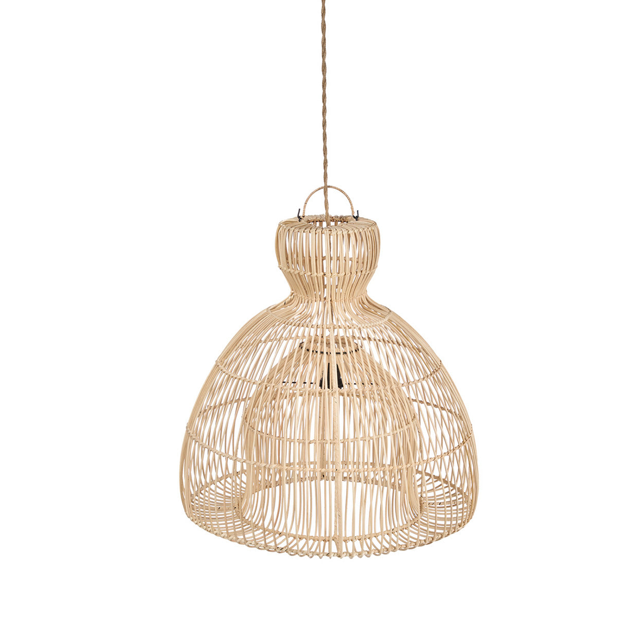 Rotan hanglamp Matcha 50 cm vanuit een andere hoek