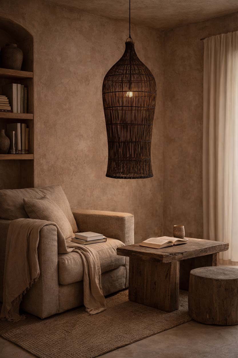 Detail van rotan hanglamp oasis 35 cm