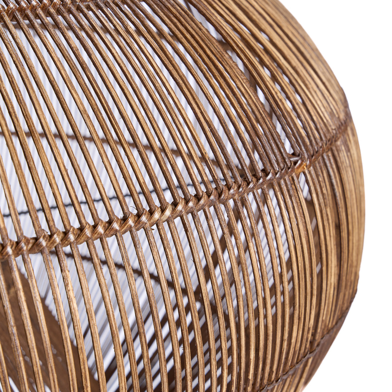 Detail van het materiaal van rotan hanglamp woestijnkalebas 80 cm