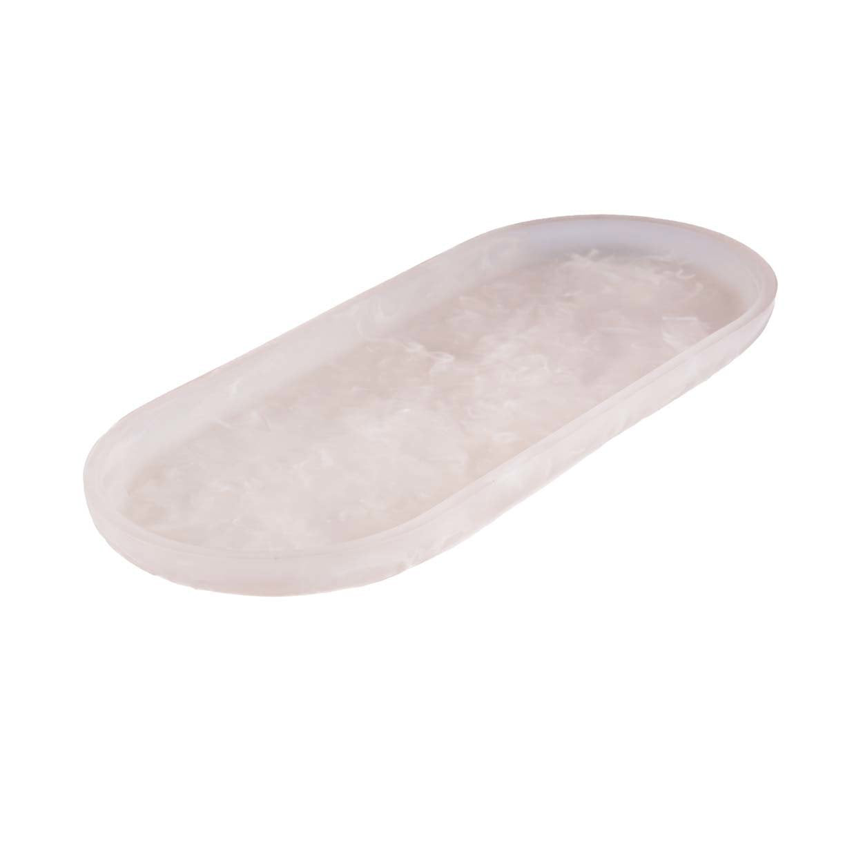 Het ovale bord van hars - roze wit