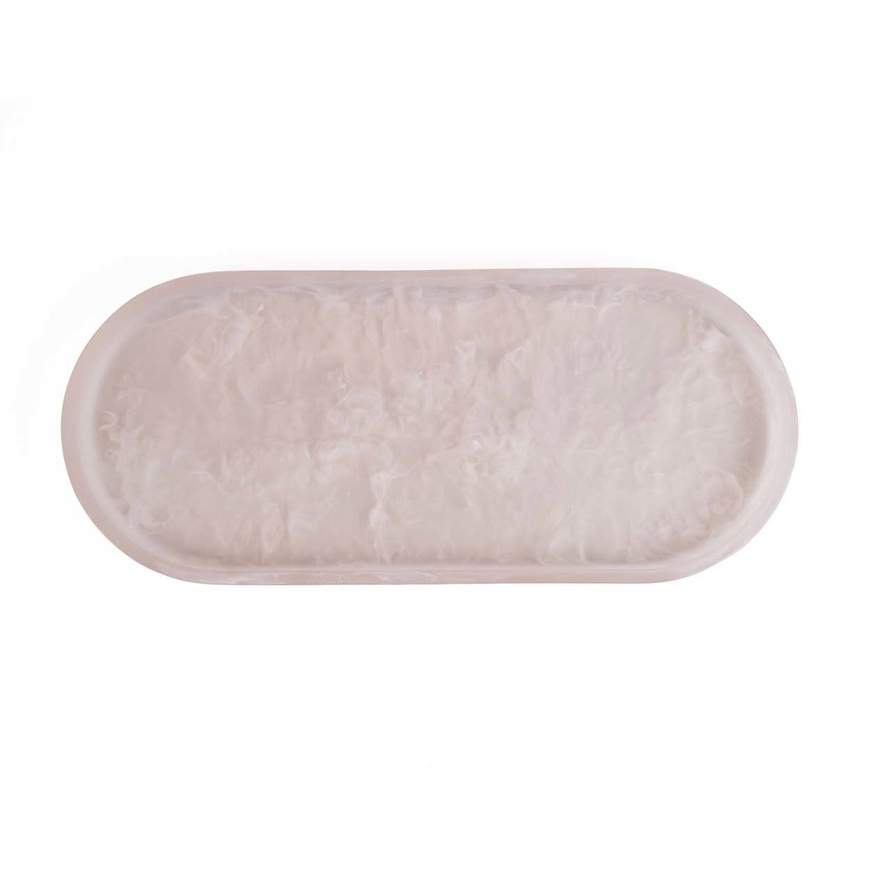 Het ovale bord van hars - roze wit