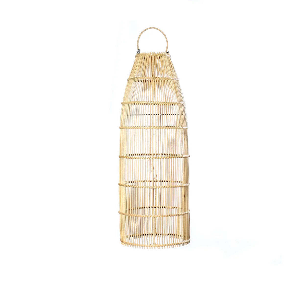 Bovenaanzicht van rotan hanglamp the fish trap 22 cm