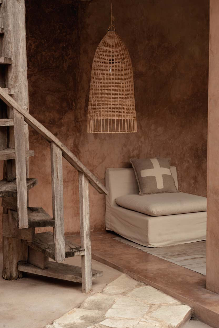 Detail van rotan hanglamp elba 45 cm