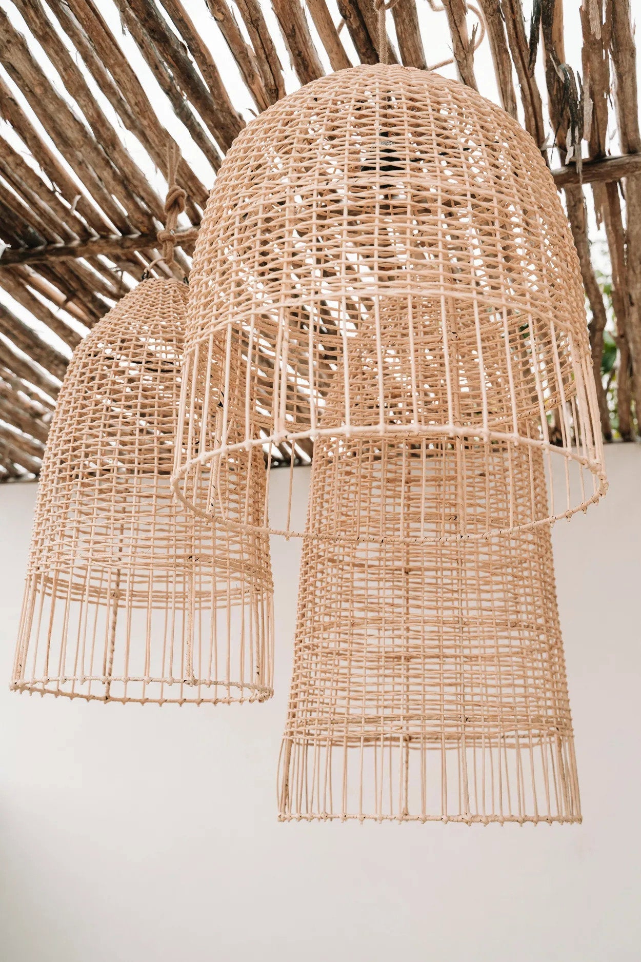Bovenaanzicht van rotan hanglamp elba 30 cm