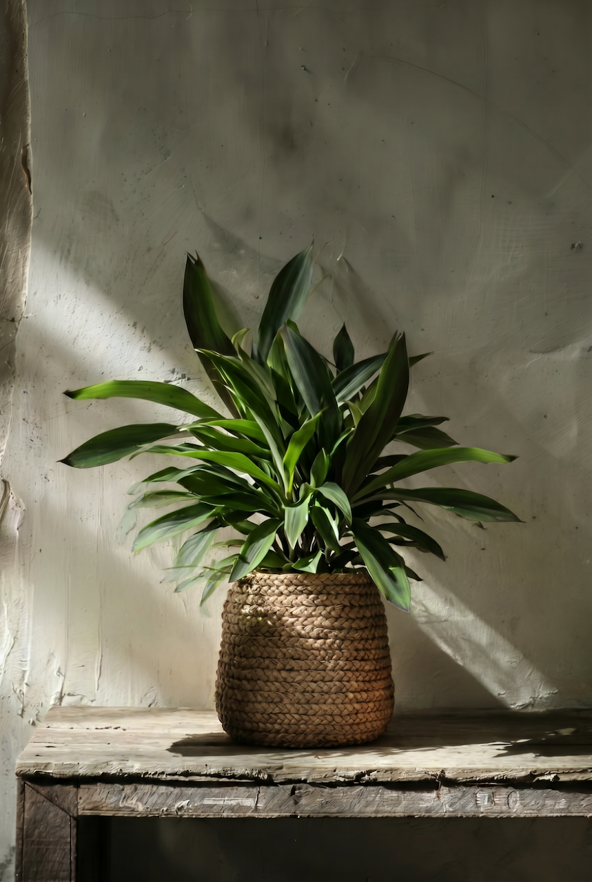 Nep gevlochten plantenpot - naturel - L