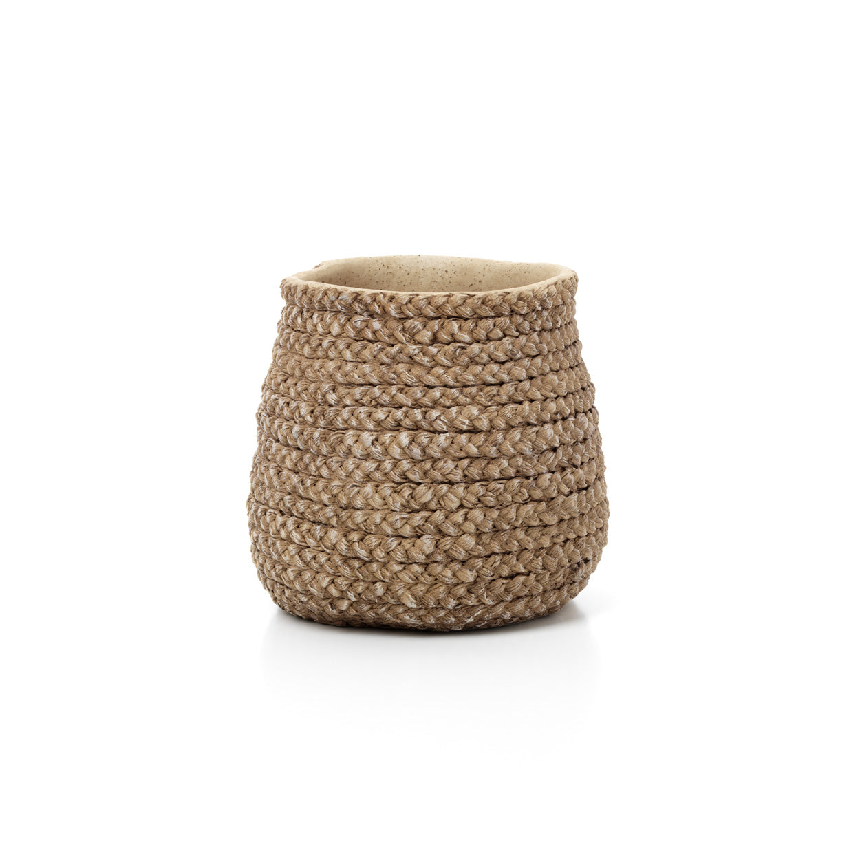 De nep gevlochten plantenpot - naturel - M
