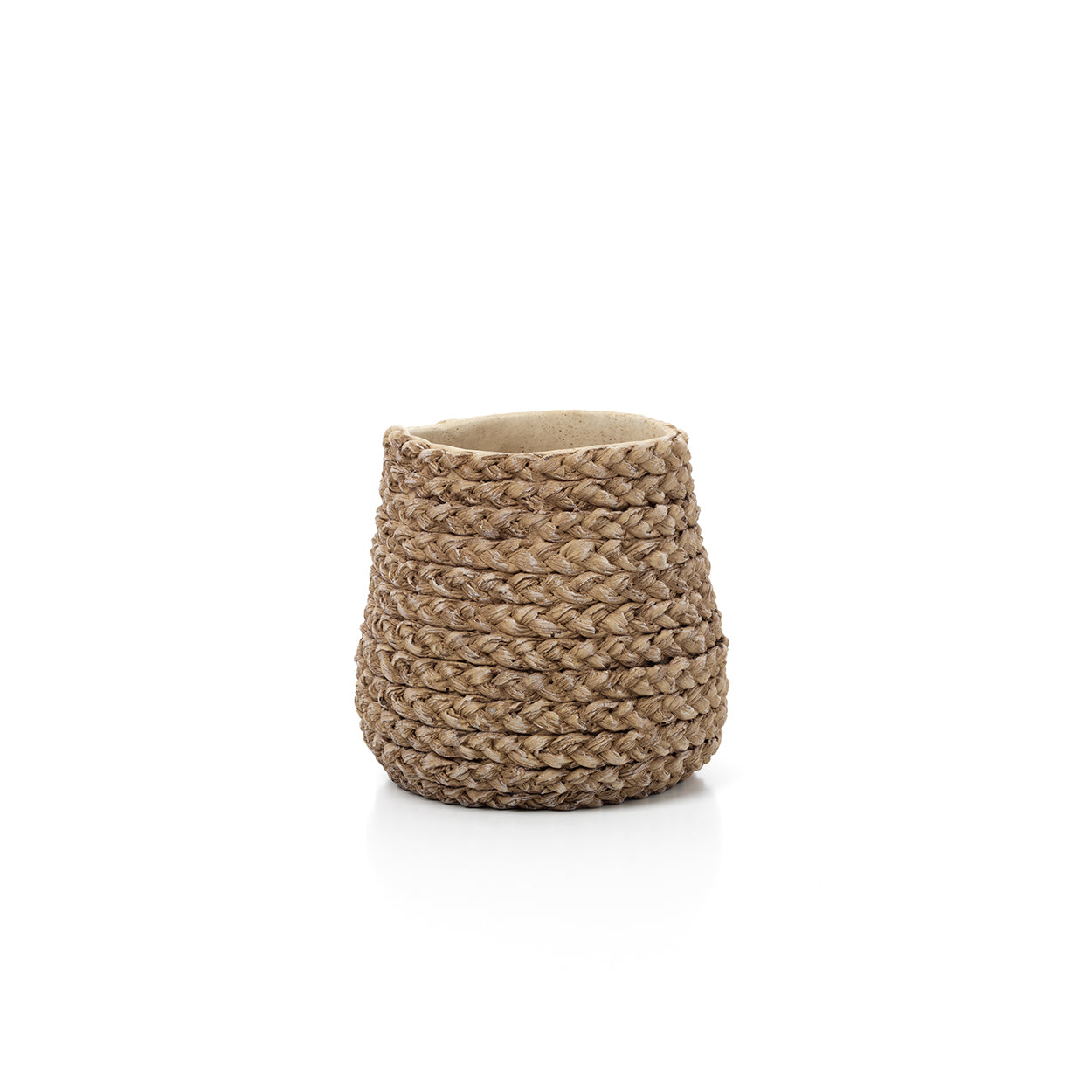 Nep gevlochten plantenpot - naturel - S
