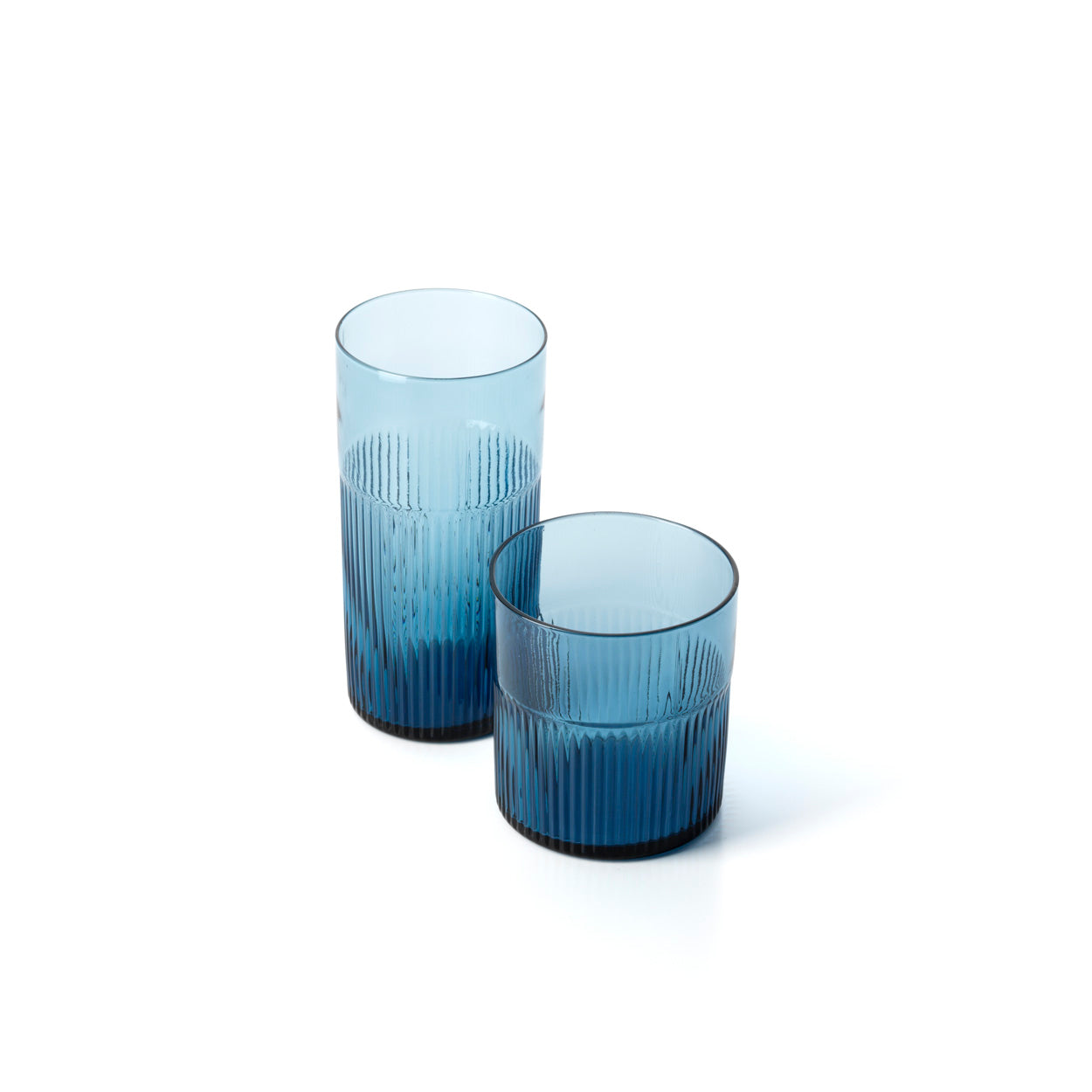 Hoge azuurgeribbelde tumbler - blauw