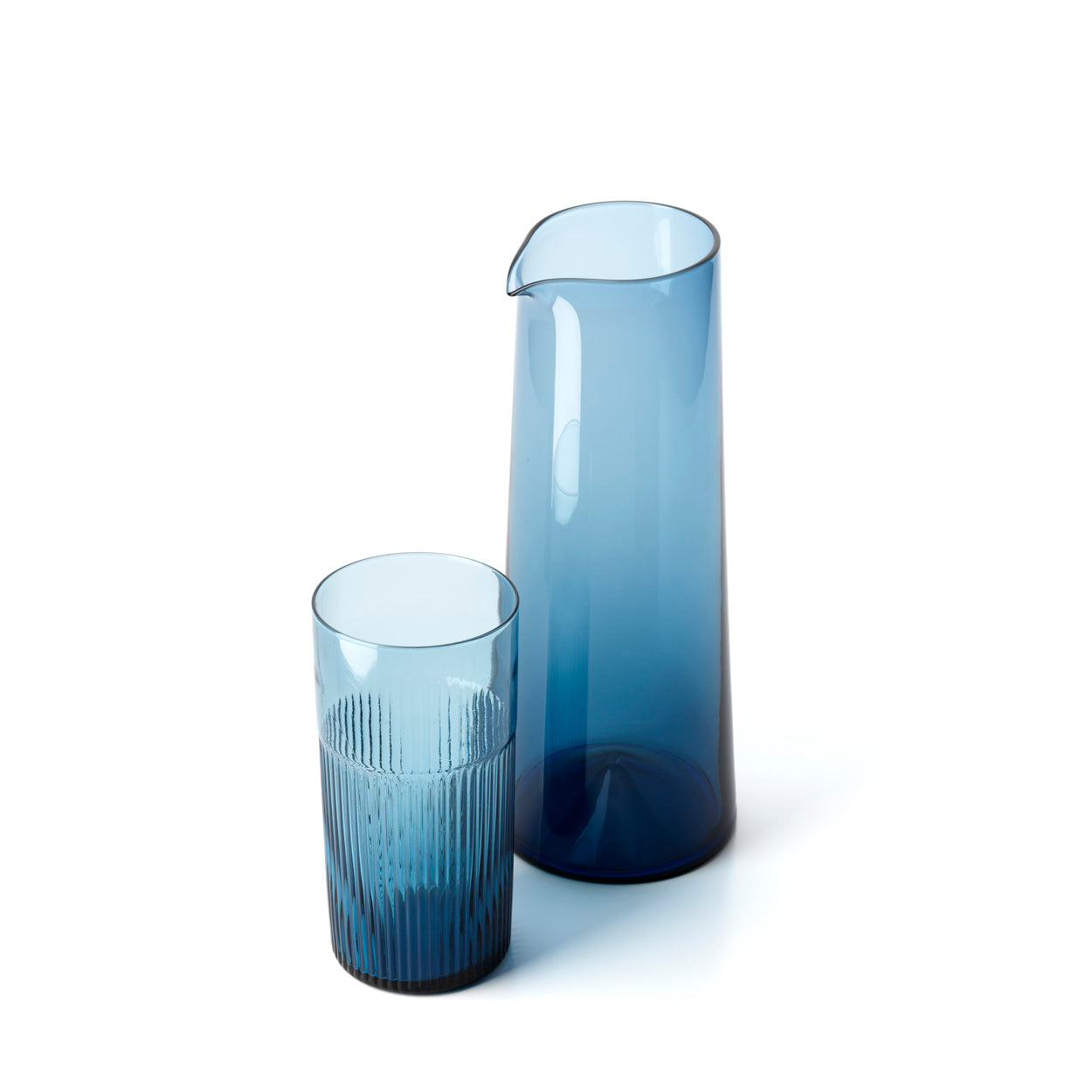 Hoge azuurgeribbelde tumbler - blauw