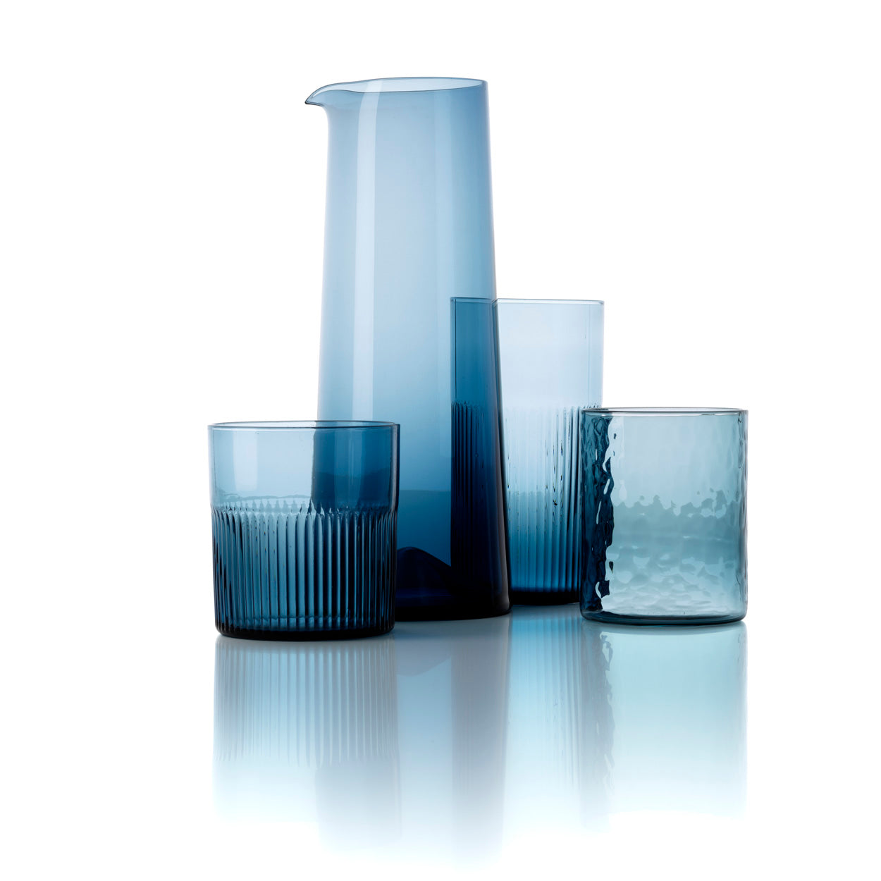 Hoge azuurgeribbelde tumbler - blauw