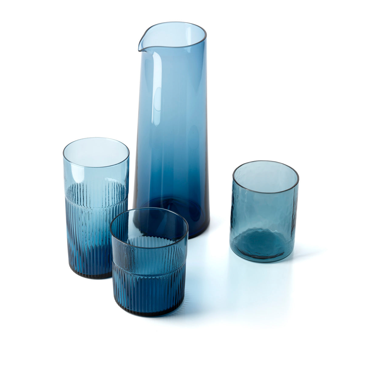Hoge azuurgeribbelde tumbler - blauw