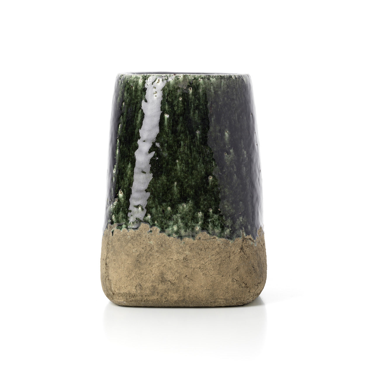 De Moss kegelvormige plantenpot - betongroen - L