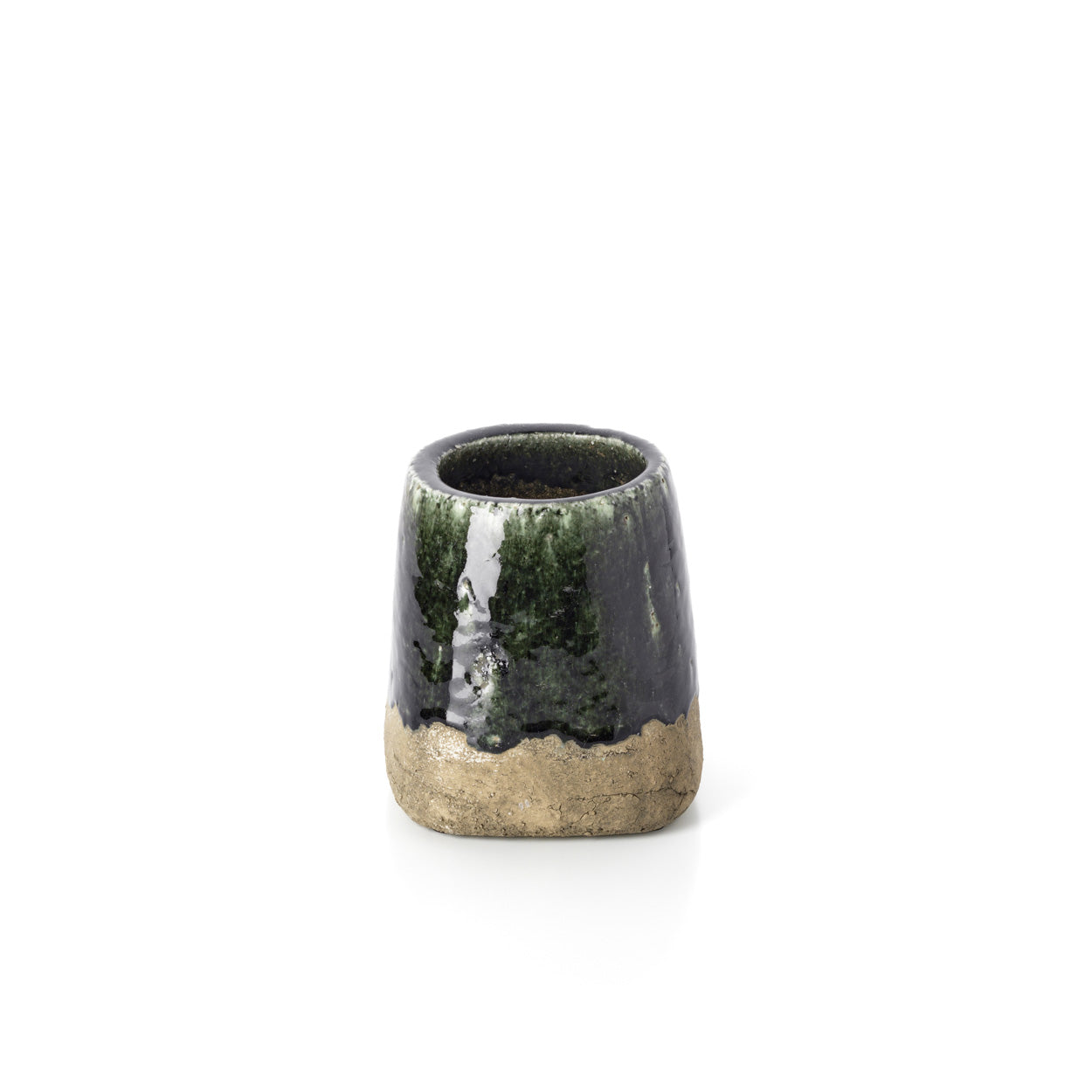 De Moss kegelvormige plantenpot - betongroen - S