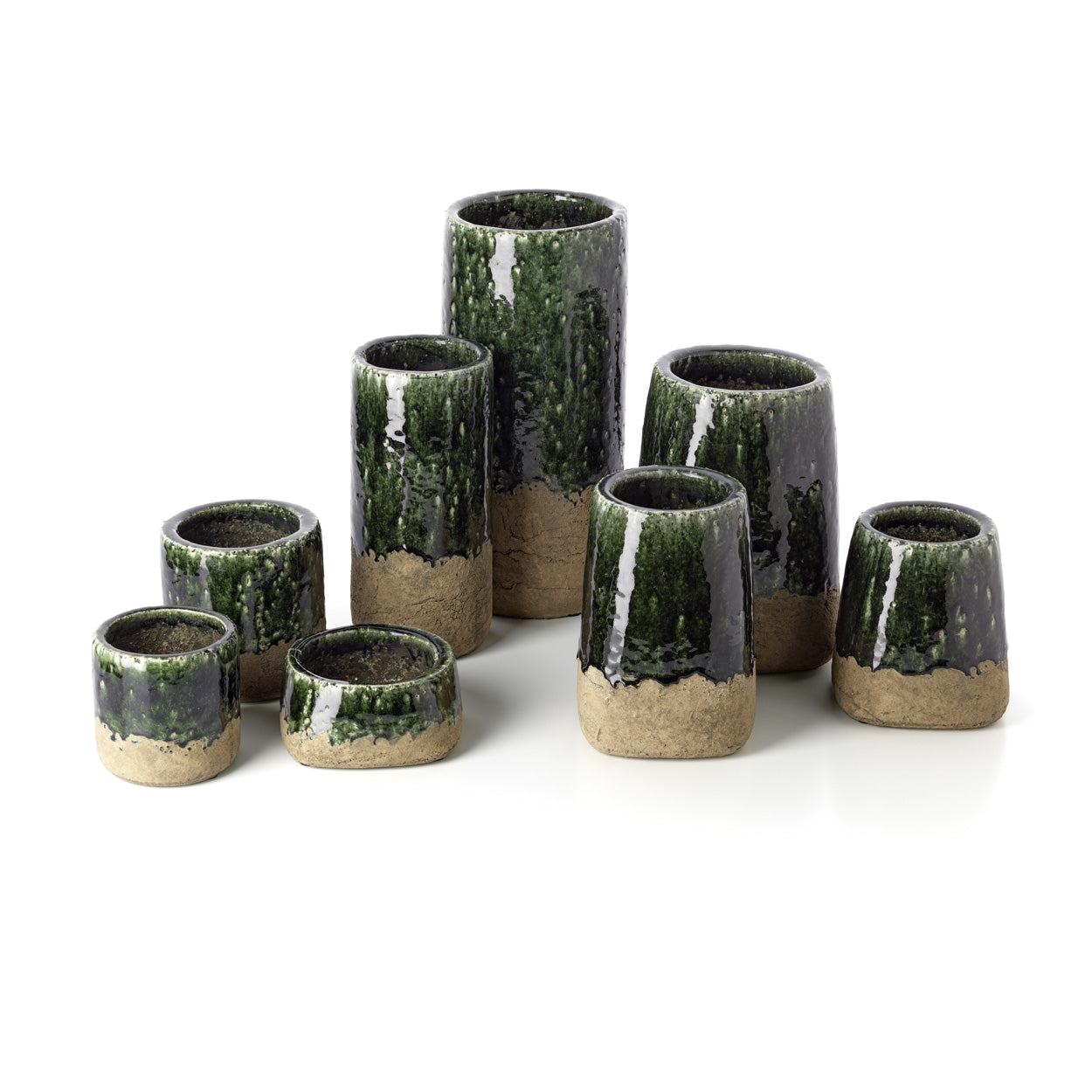 De Moss kegelvormige plantenpot - betongroen - S