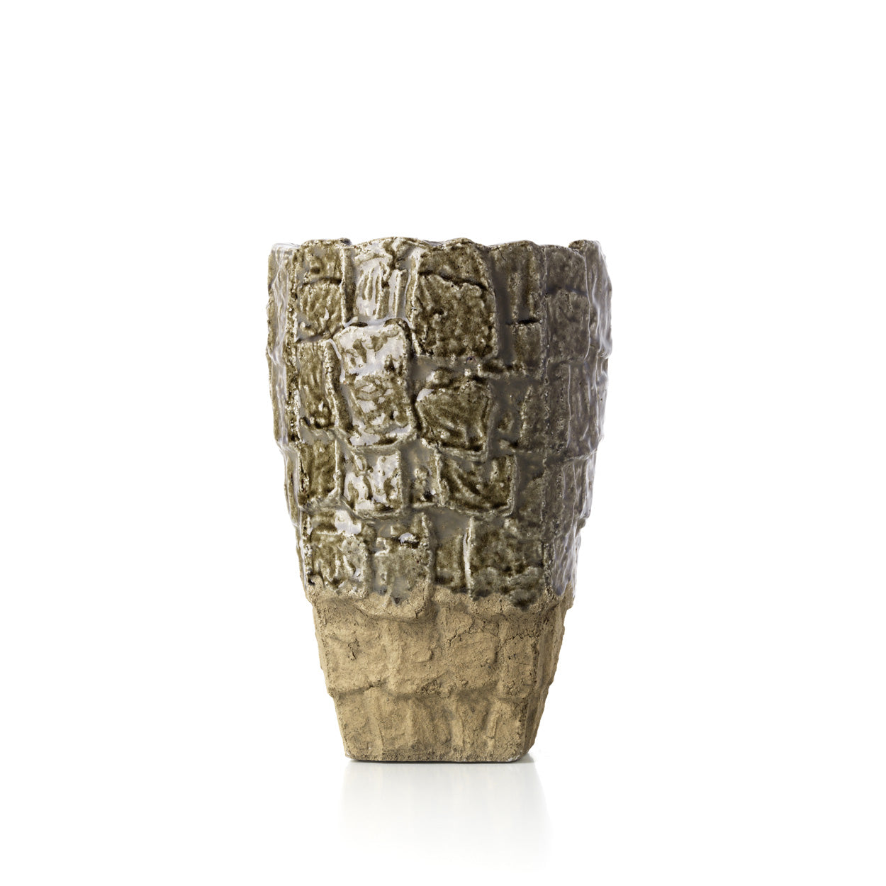 Vaas met rotsachtige textuur - Grijze steen - Maat L