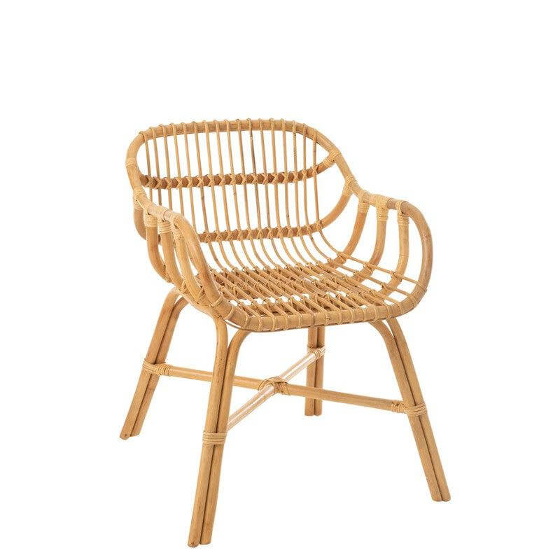 Rotan Stoel Ana J-Line Chair Ana Rattan Natural Width 60 Height 79 Length 57 Weight 3.6 kg Collection Zomer 2021 Colour Natural Material composition Rattan(100%) Max seating weight 120 Seat depth 44 Seat height 43