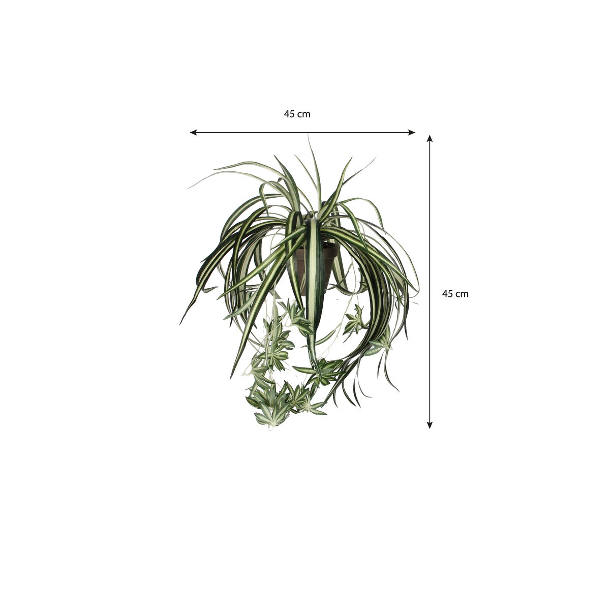 Chlorophytum Kunstplant in Bloempot Stan - H45 x Ø45 cm - Groen-Mica Decorations-Ik Hout ervan.