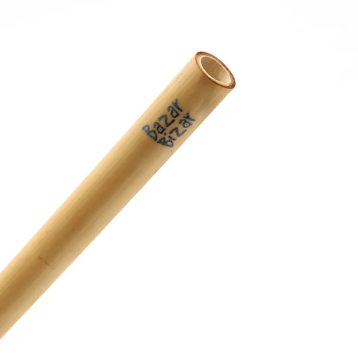 Close-up of a sustainable bamboo straw from a set of 10, perfect for Bohemian lifestyles and reducing plastic waste.