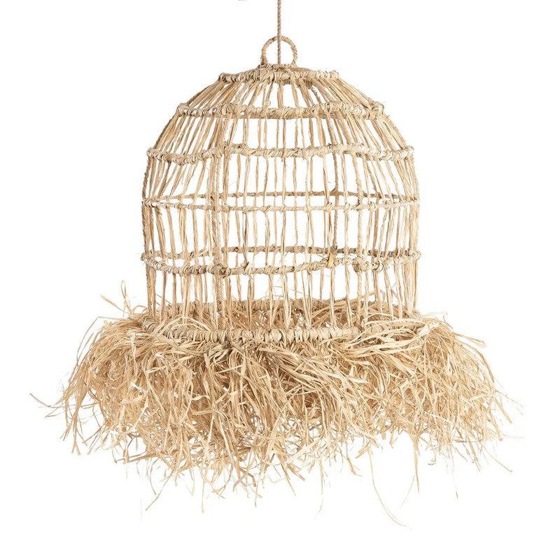 Casita hanglamp van mendonggras met franjes, creëert tropische sfeer in woonkamer of kantoor, handgemaakt en zonder elektrische bedrading.