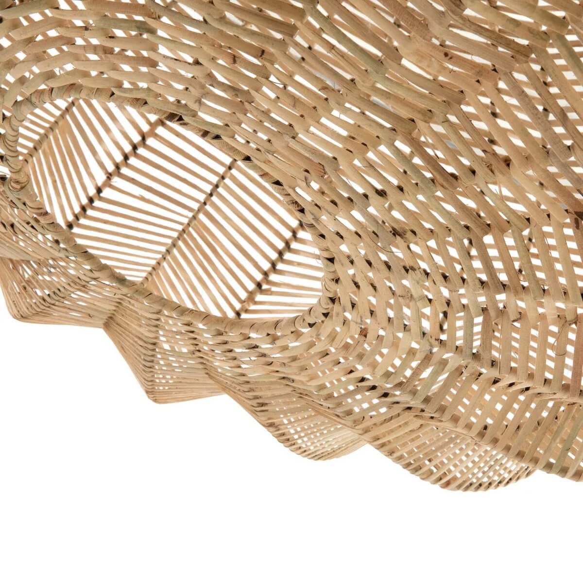 Natural woven design of De Cerise Hanger Bohemian-style lampshade, resembling a Chinese lantern. Elegant home decor centerpiece.